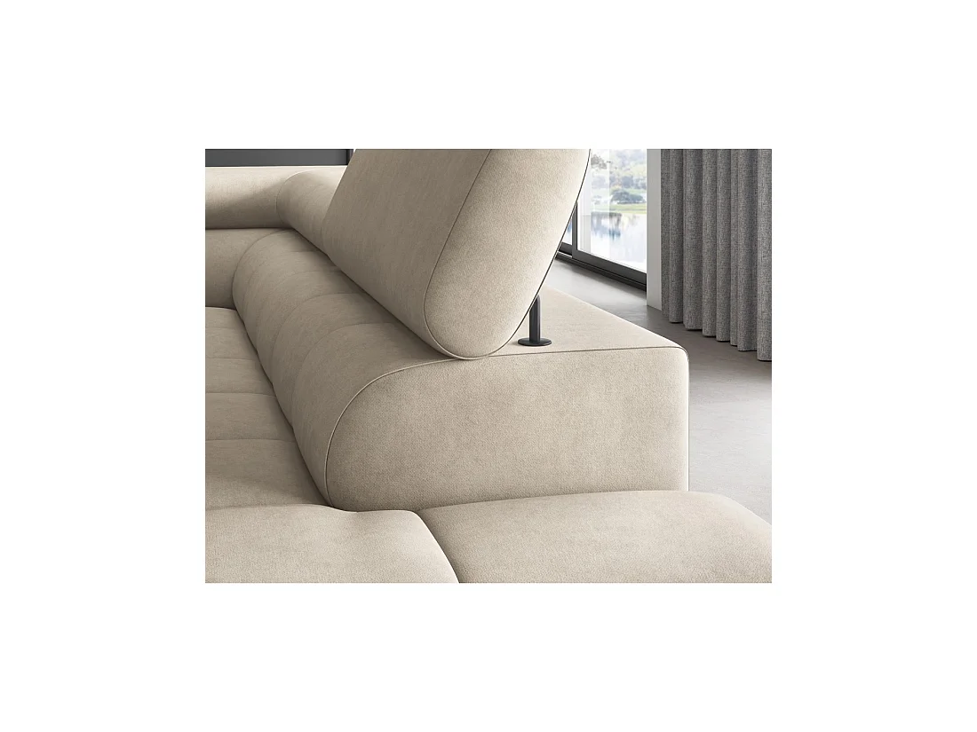 Hoekbank rechts converteerbaar Beige 5 zitplaatsen FERRUM met ingebouwde opslag 276x93x200cm