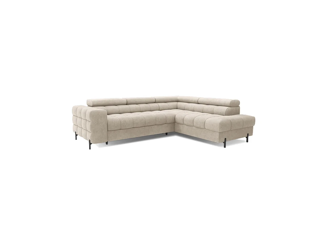 Hoekbank rechts converteerbaar Beige 5 zitplaatsen FERRUM met ingebouwde opslag 276x93x200cm