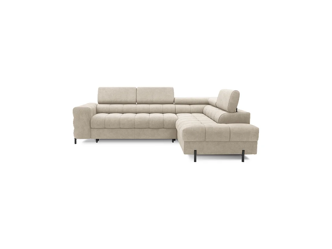 Hoekbank rechts converteerbaar Beige 5 zitplaatsen FERRUM met ingebouwde opslag 276x93x200cm