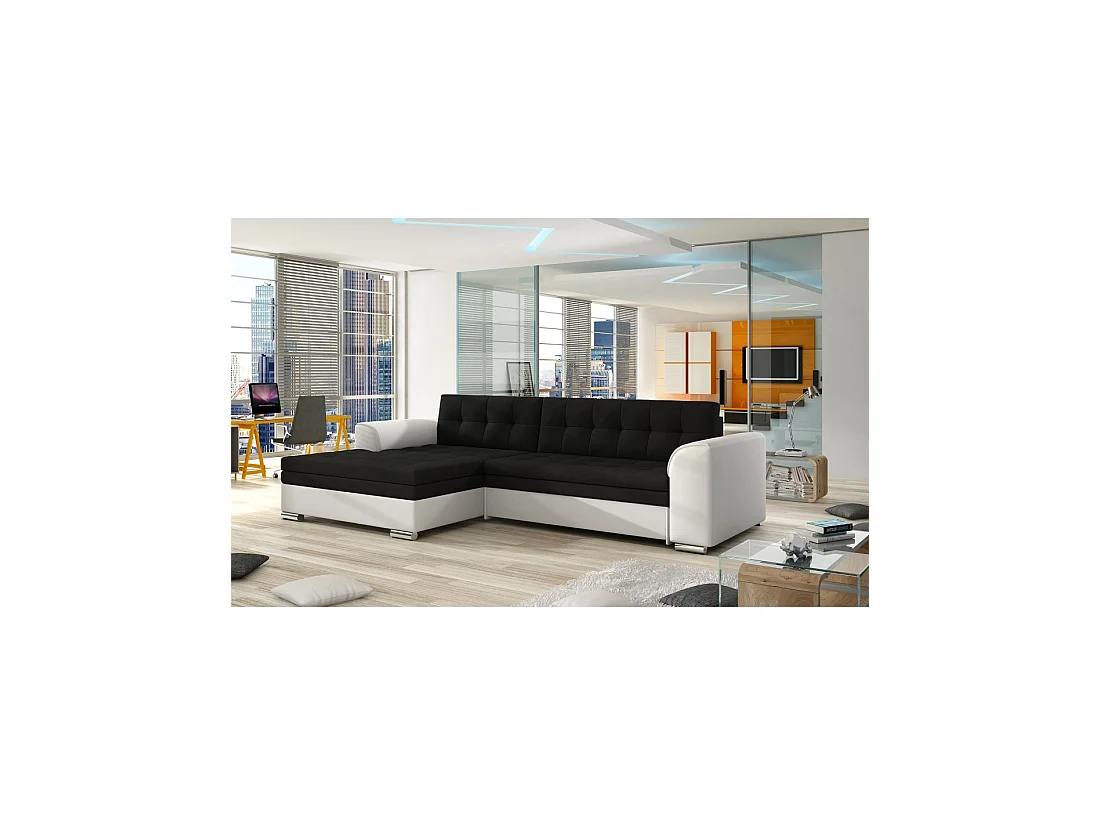 Canapé d'angle convertible CONFORTO 4 places noir et blanc – angle gauche