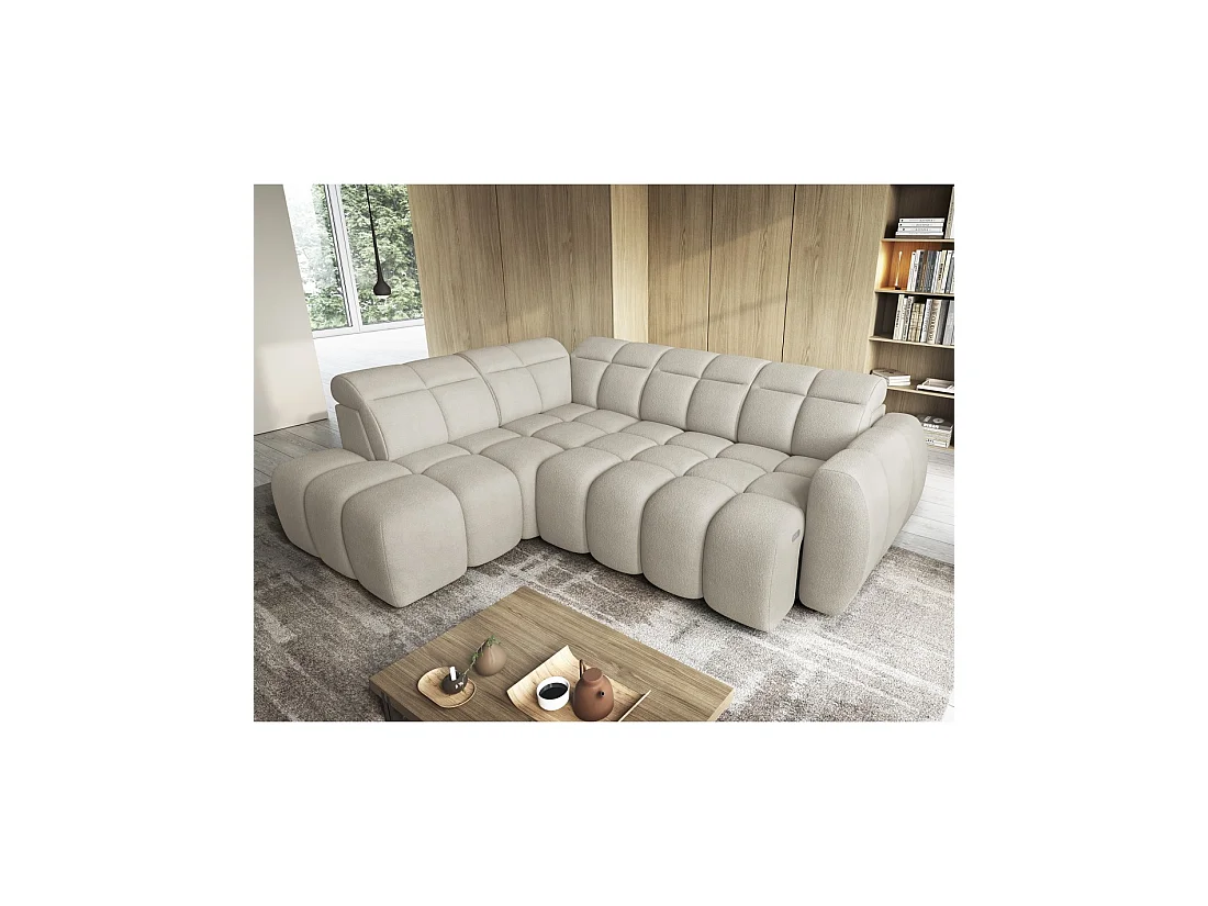 Canapé d'angle électrique RONDA 4 places beige – angle gauche