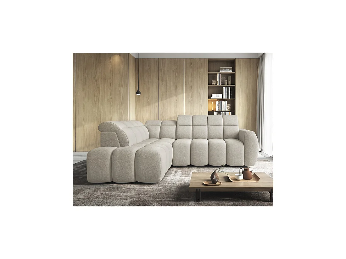 Canapé d'angle électrique RONDA 4 places beige – angle gauche