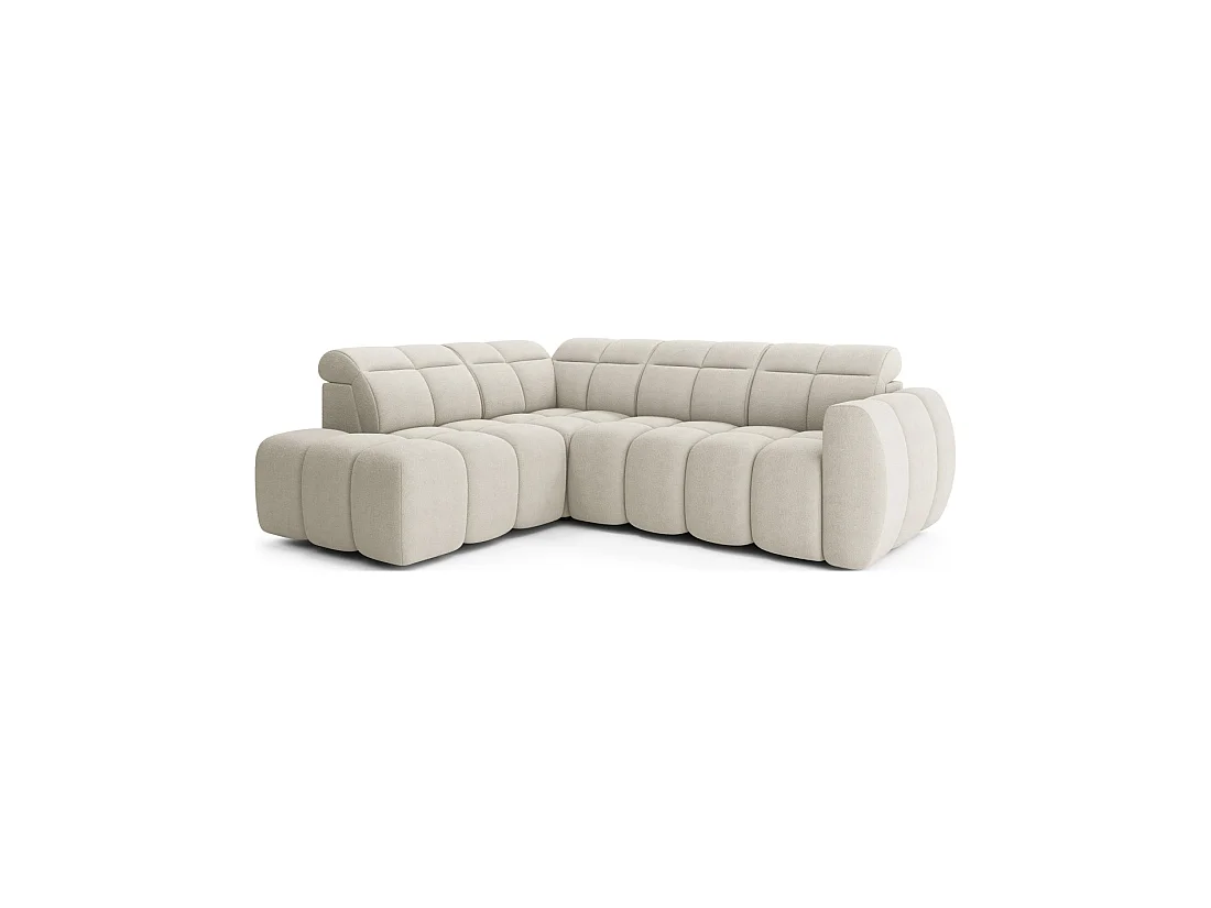 Canapé d'angle électrique RONDA 4 places beige – angle gauche