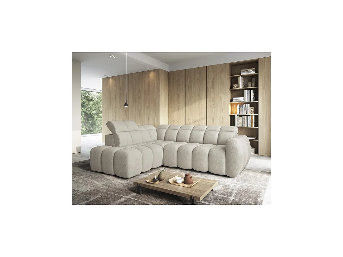 Canapé d'angle électrique RONDA 4 places beige – angle gauche