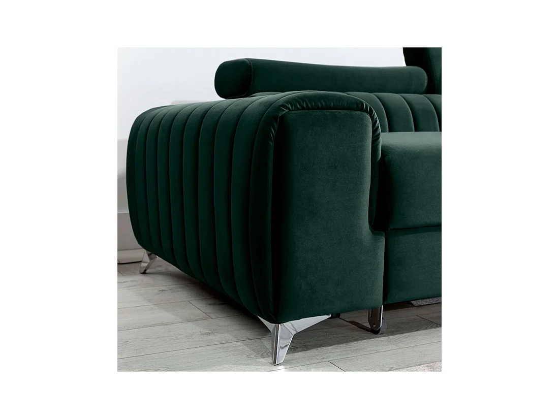 Canapé d'angle droit Vert foncé convertible 3 places JAYSON dossier profilé