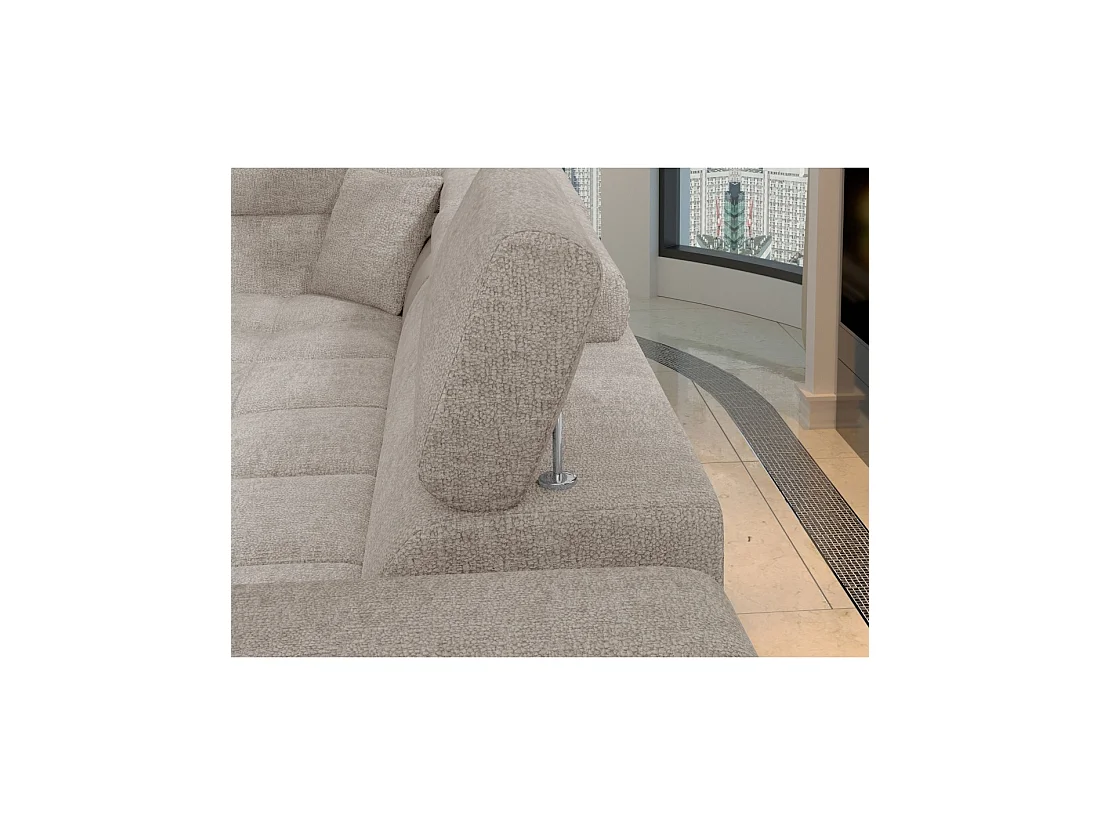 Canapé d'angle convertible PALAZZO 4 places beige – angle droit avec coffre