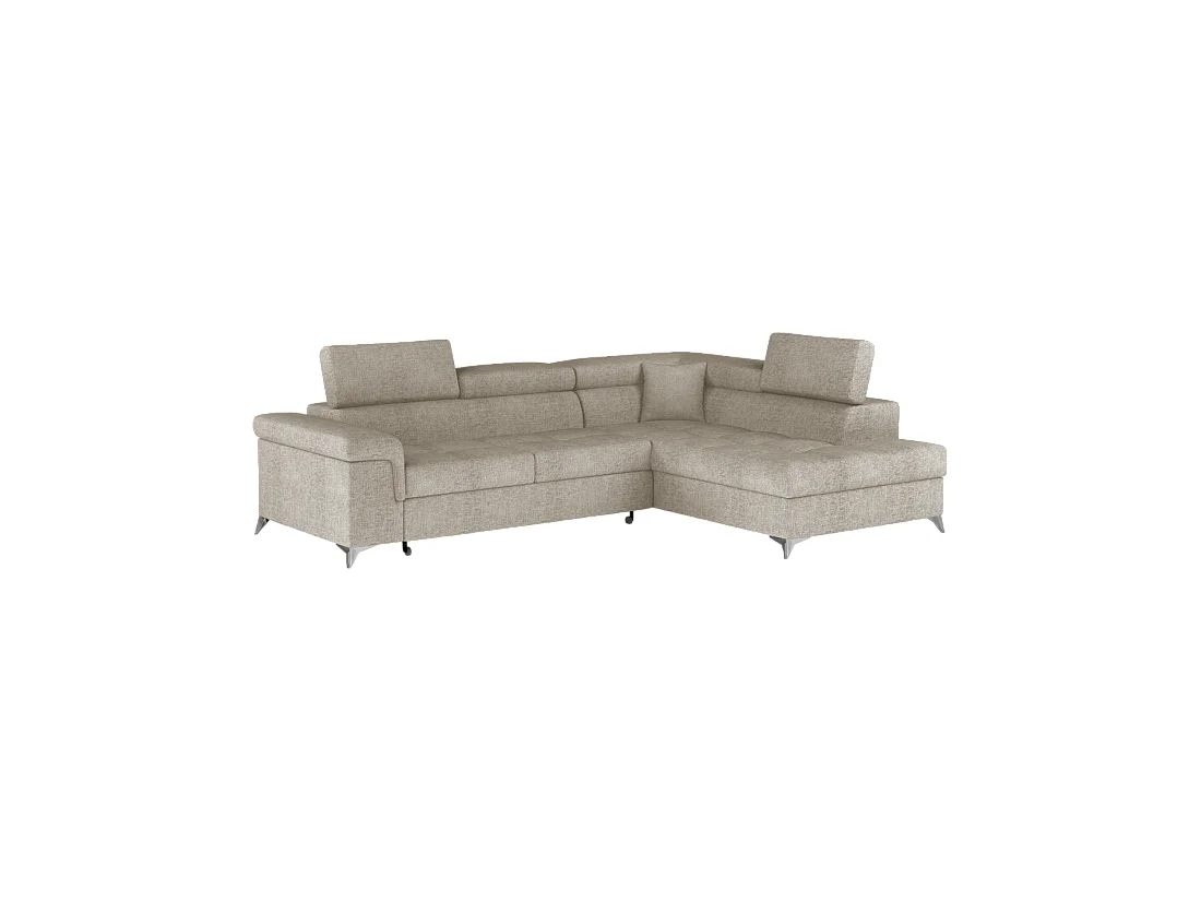 Canapé d'angle convertible PALAZZO 4 places beige – angle droit avec coffre