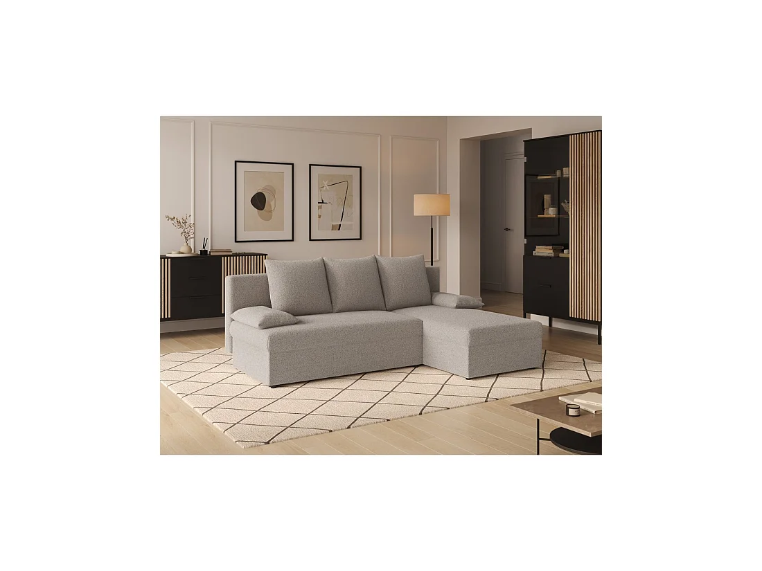 Canapé d'angle convertible Beige 3 places 206x90x146cm GINA