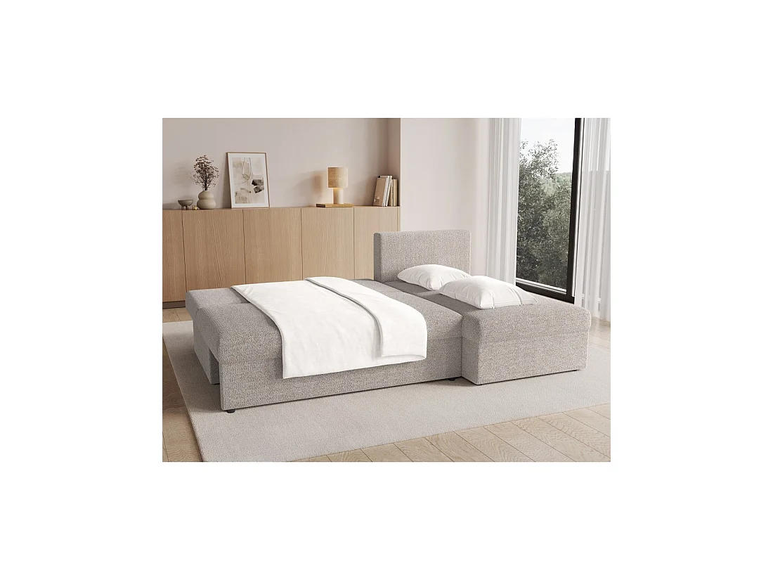 Canapé d'angle convertible Beige 3 places 206x90x146cm GINA