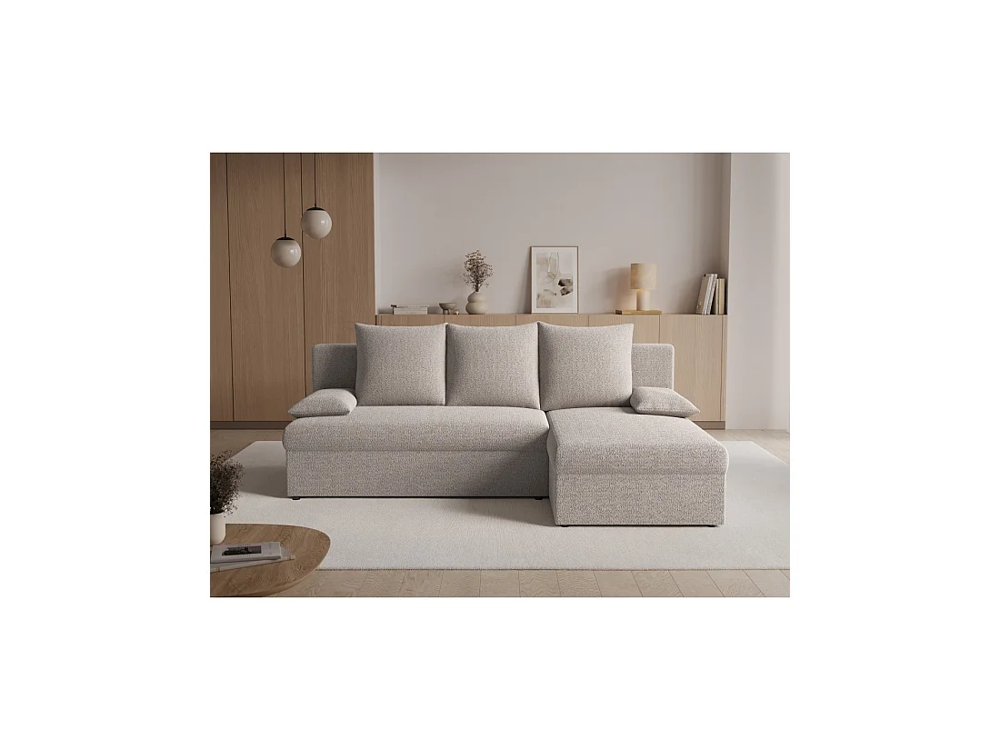 Canapé d'angle convertible Beige 3 places 206x90x146cm GINA