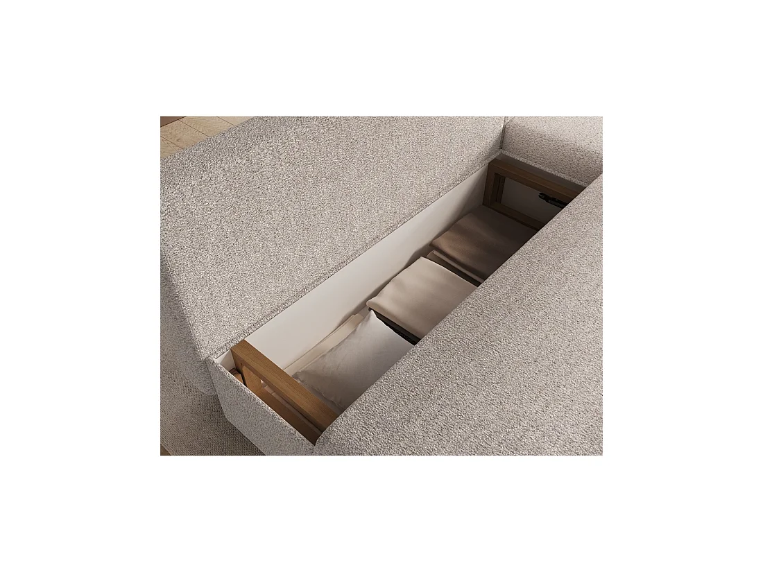 Canapé d'angle convertible Beige 3 places 206x90x146cm GINA