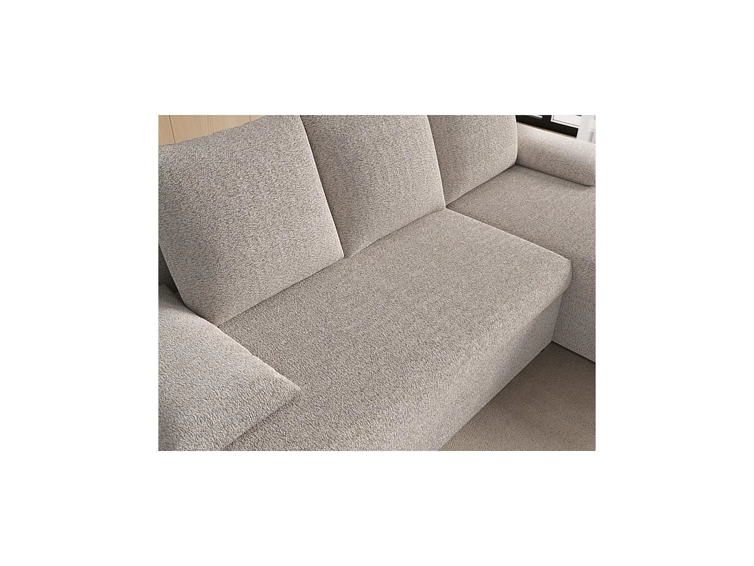 Canapé d'angle convertible Beige 3 places 206x90x146cm GINA