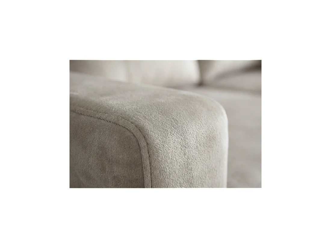Canapé d'angle CALDERO convertible 3 places avec coffre – Beige champagne – 202 x 90 x 150 cm