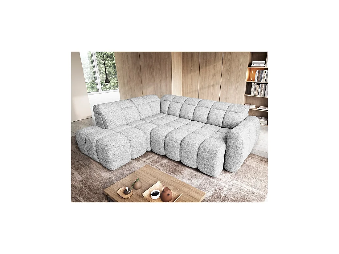 Canapé d'angle électrique RONDA 4 places gris clair – angle gauche