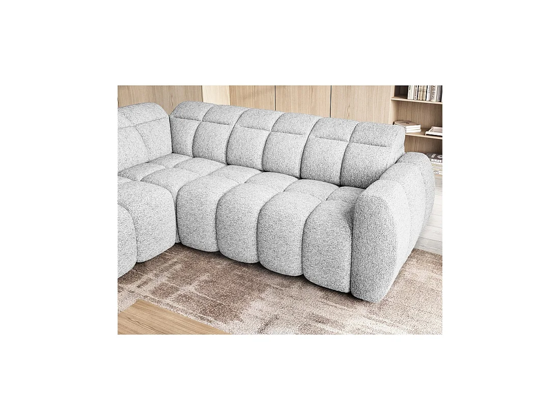 Canapé d'angle électrique RONDA 4 places gris clair – angle gauche