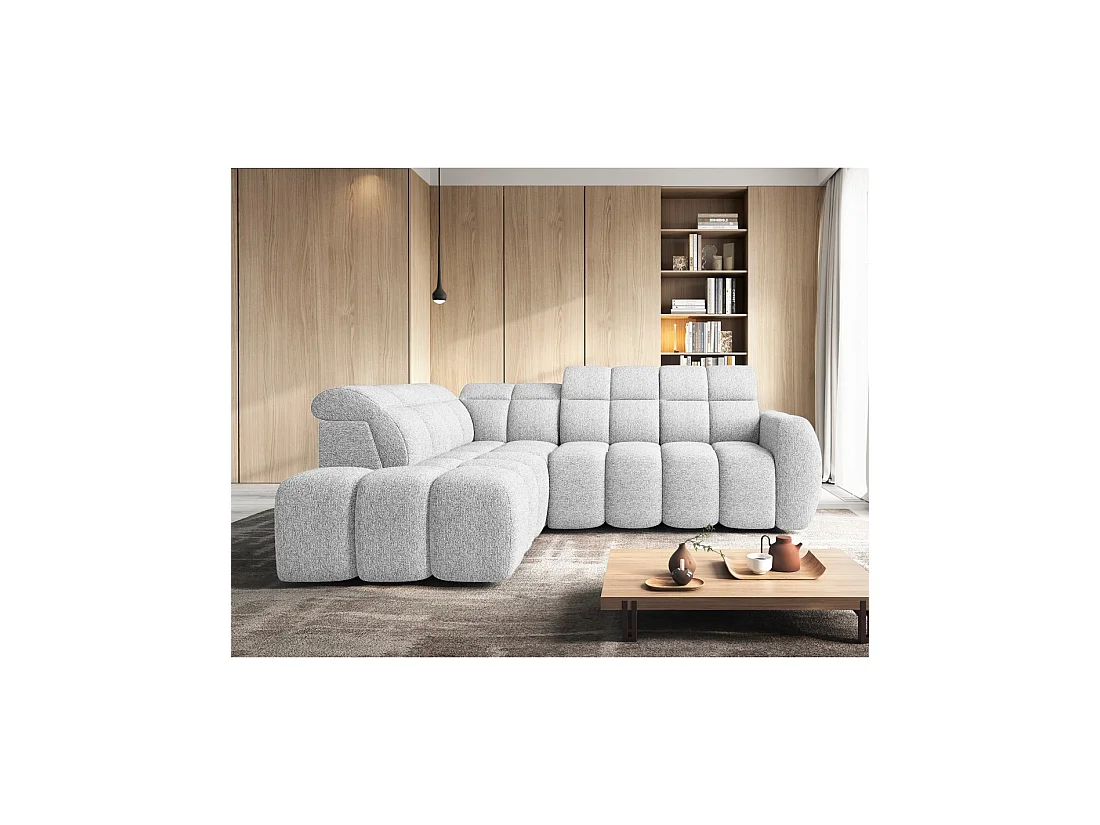 Canapé d'angle électrique RONDA 4 places gris clair – angle gauche