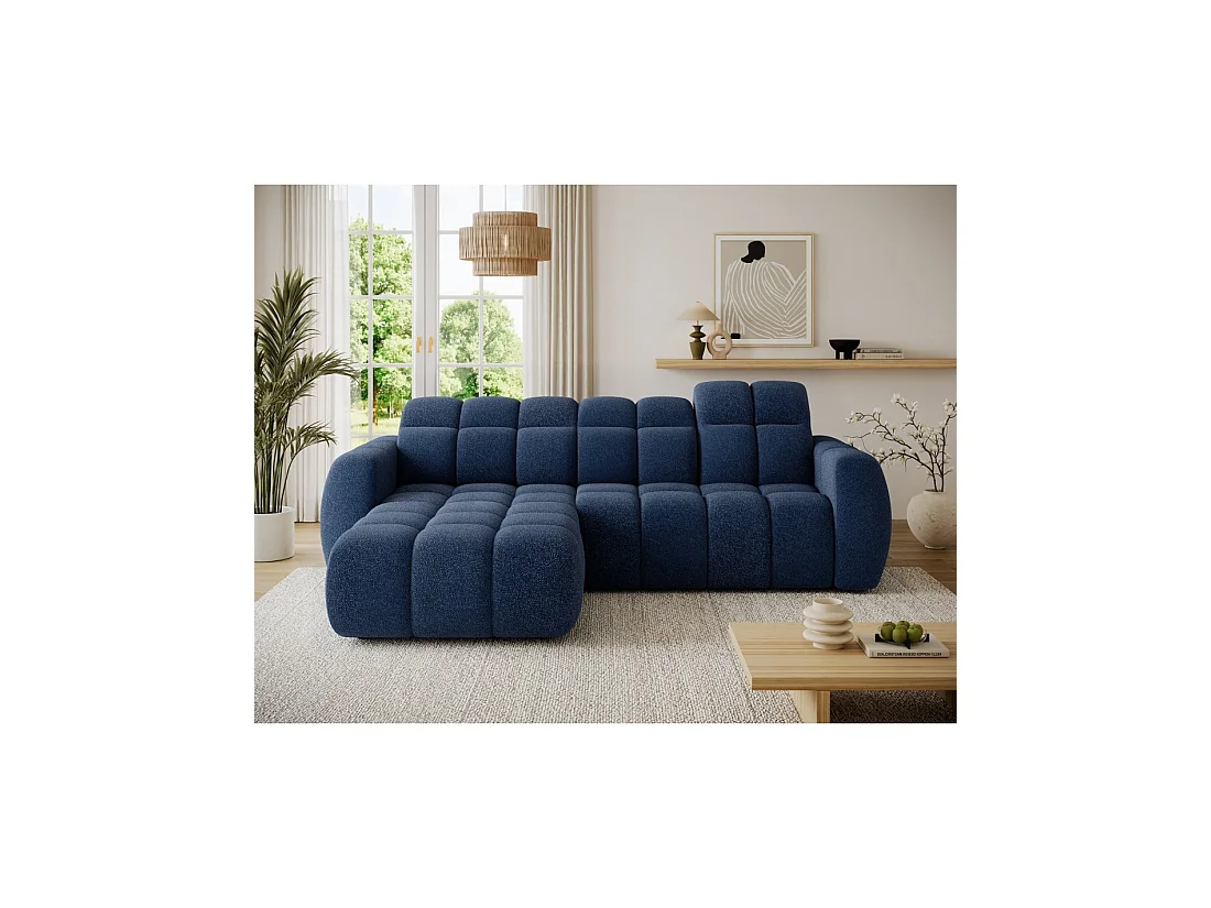 Hoekbank FANOTI elektrisch 3-zits donkerblauw - linkse hoek