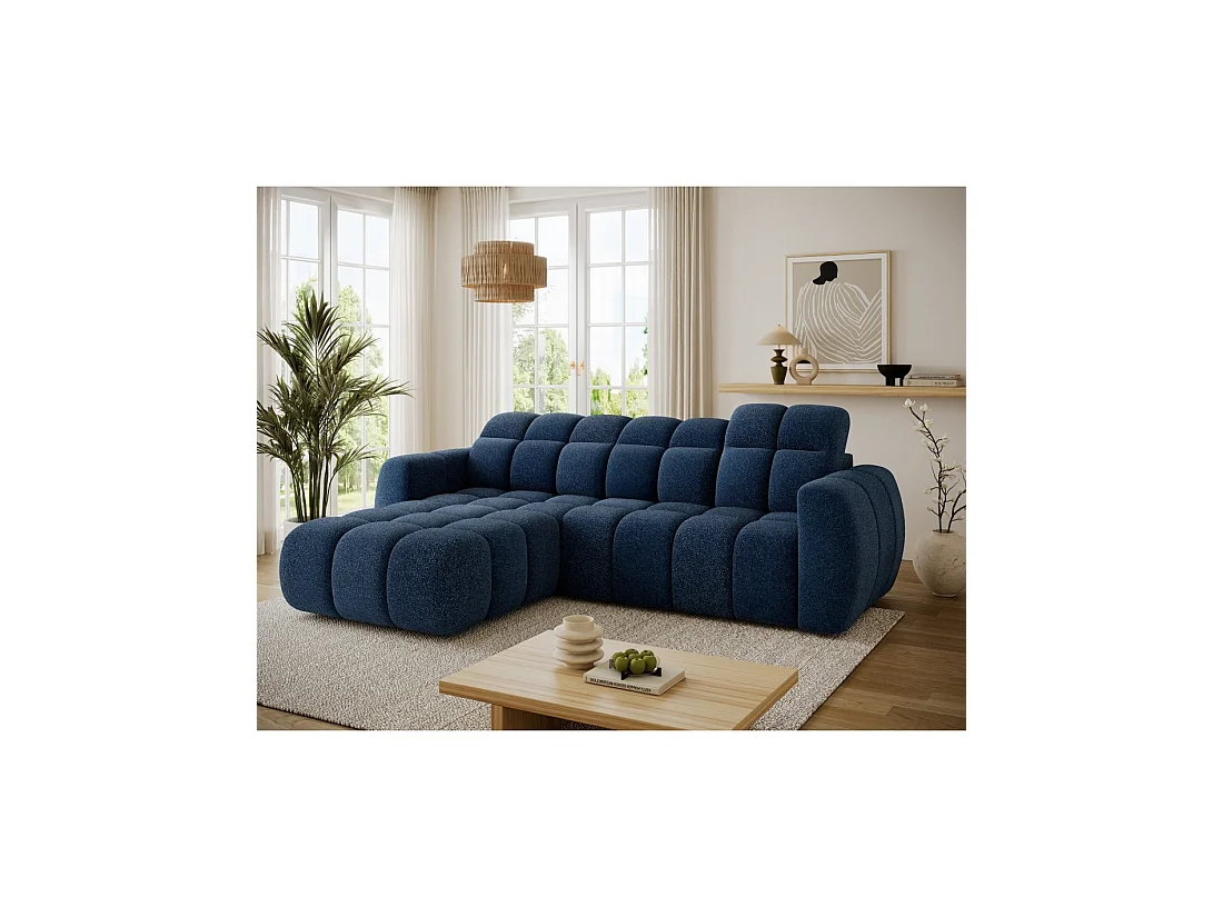 Hoekbank FANOTI elektrisch 3-zits donkerblauw - linkse hoek