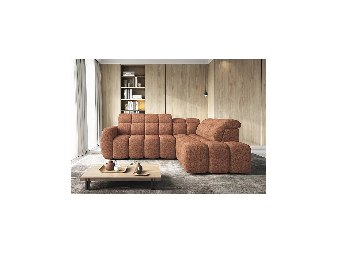 Canapé d'angle électrique RONDA 4 places orange chiné – angle droit