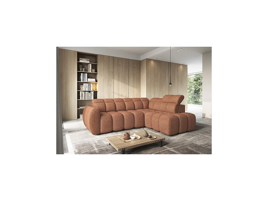 Canapé d'angle électrique RONDA 4 places orange chiné – angle droit