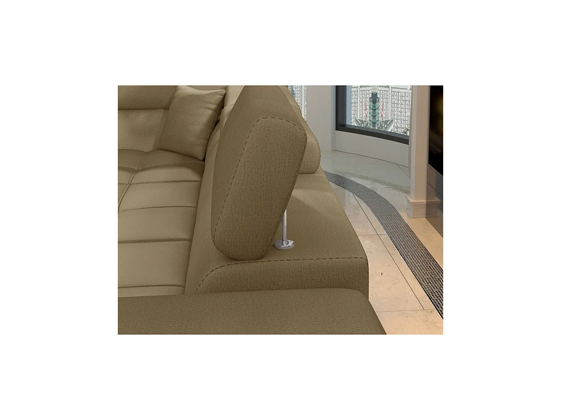 Canapé d'angle convertible PALAZZO 4 places marron – angle droit avec 1 coussin