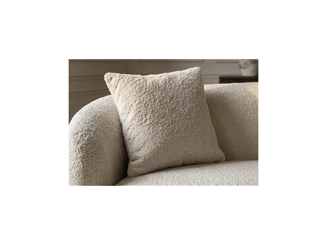 Sofá recto NYJY 2 plazas en tela rizo – Beige champán – 180 x 67 x 75 cm