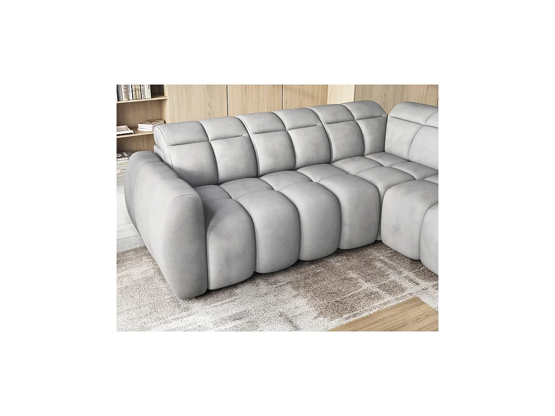 Canapé d'angle électrique RONDA 4 places gris – angle droit