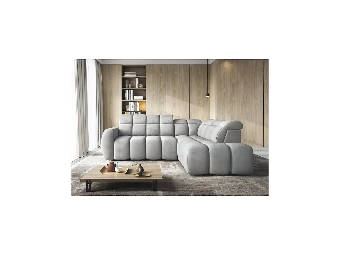 Canapé d'angle électrique RONDA 4 places gris – angle droit
