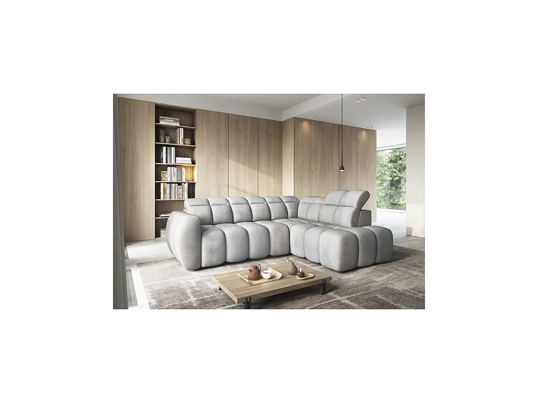 Canapé d'angle électrique RONDA 4 places gris – angle droit