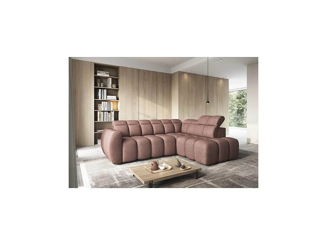 Canapé d'angle électrique RONDA 4 places rouge clair – angle droit