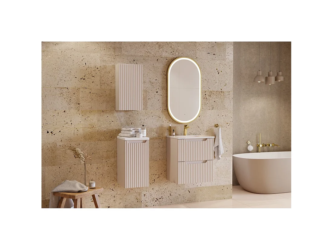 Waskom VELOA 80 cm wit glanzend keramiek ondiepe diepte 40 cm