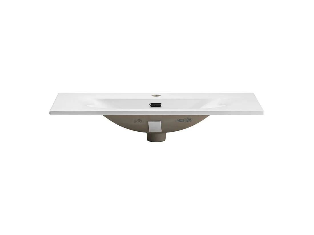 Waskom VELOA 80 cm wit glanzend keramiek ondiepe diepte 40 cm