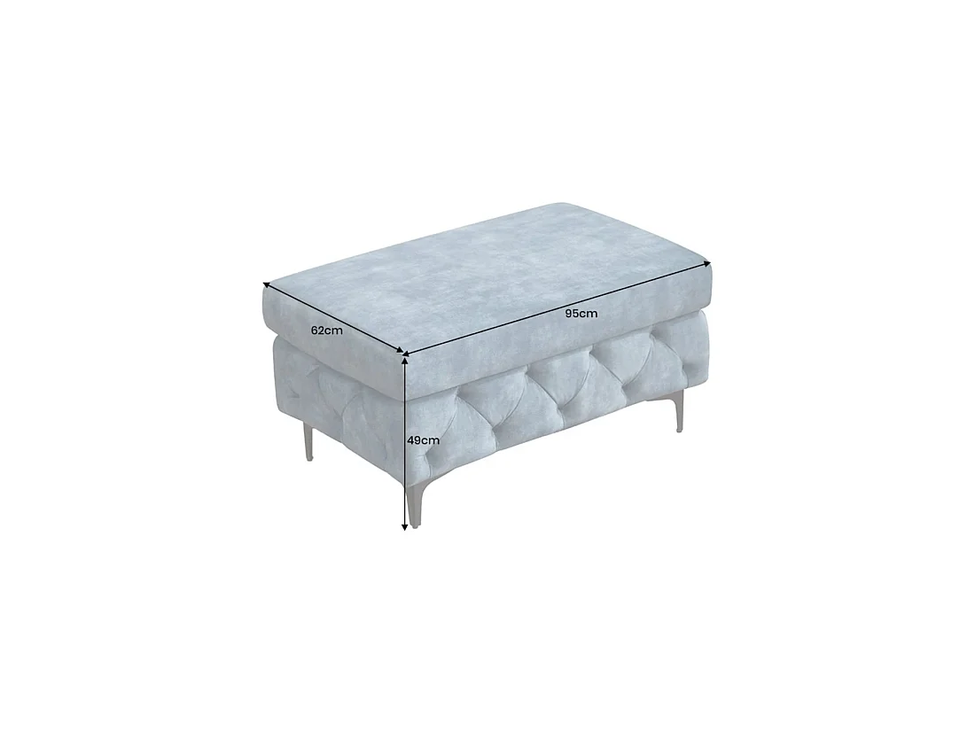 Poef VELENA in gecapitonneerd fluweel - Blauw - 95 x 49 x 62 cm