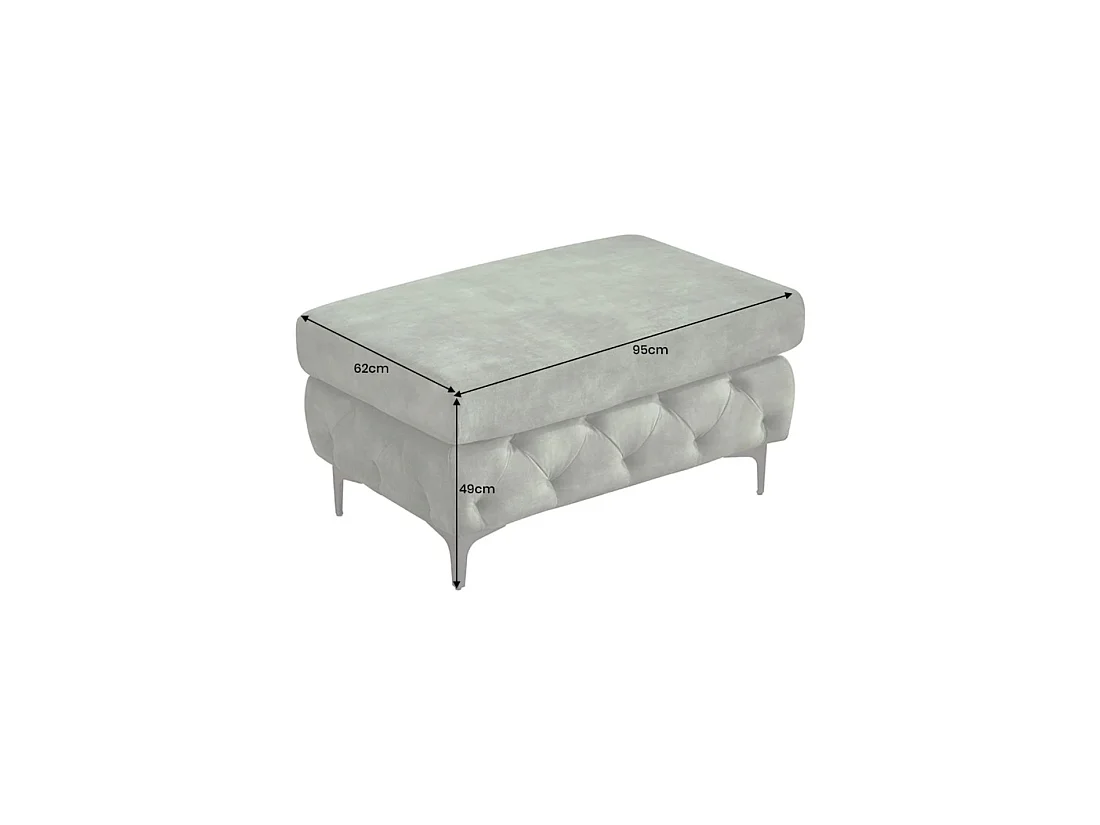 Pouf VELENA en velours capitonné – Vert foncé – 95 x 49 x 62 cm