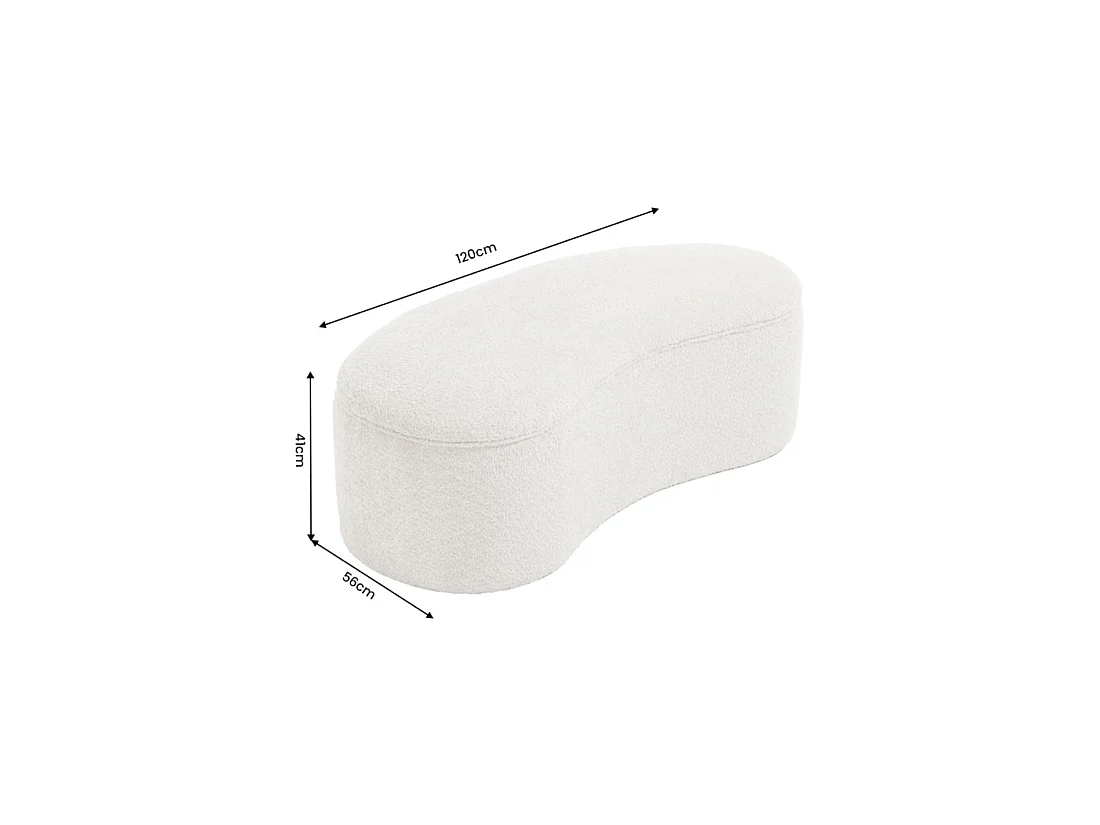 Pouf kist NYJY in bouclé stof - Champagne beige - 120 x 41 x 56 cm