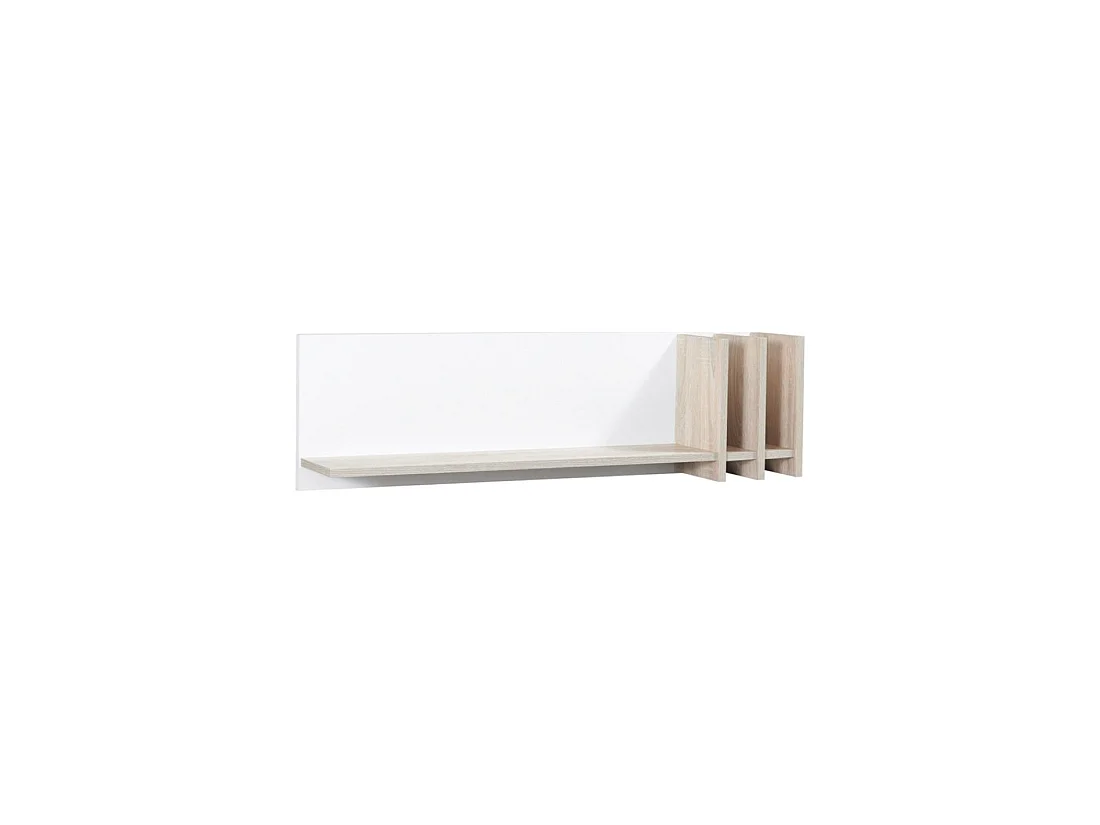 Conjunto dormitorio infantil MALMO con cama 90x200, mesita de noche y estantería – Roble claro y blanco