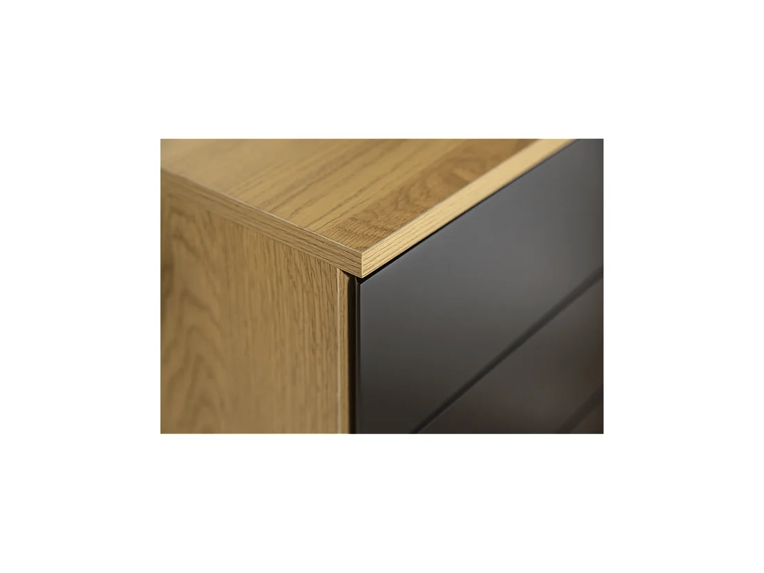 Caisson de bureau LUNISSIA 4 tiroirs sur roulettes – Noir et aspect bois – 40 x 61 x 45 cm
