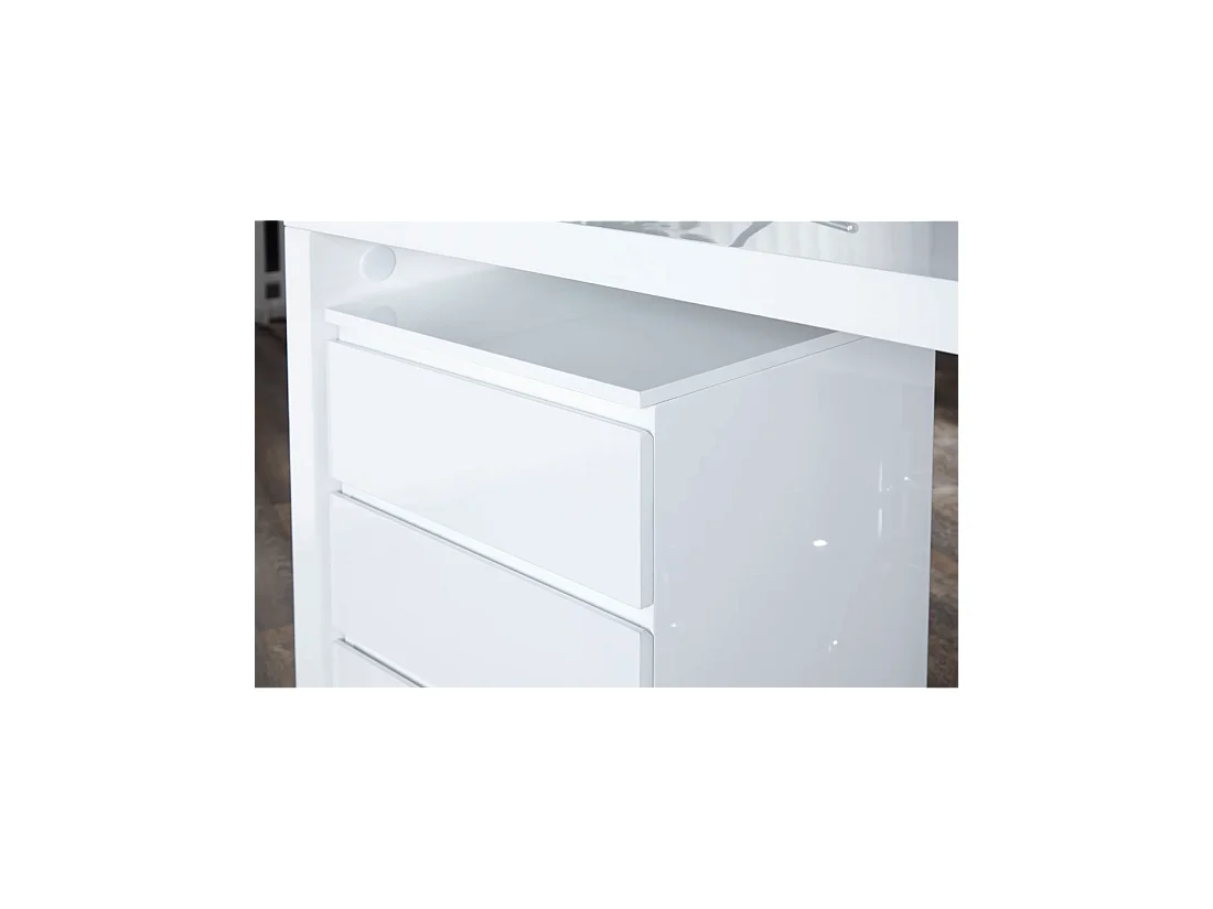 Caisson de bureau SVEA 3 tiroirs sur roulettes – Blanc brillant – 45 x 63 x 40 cm