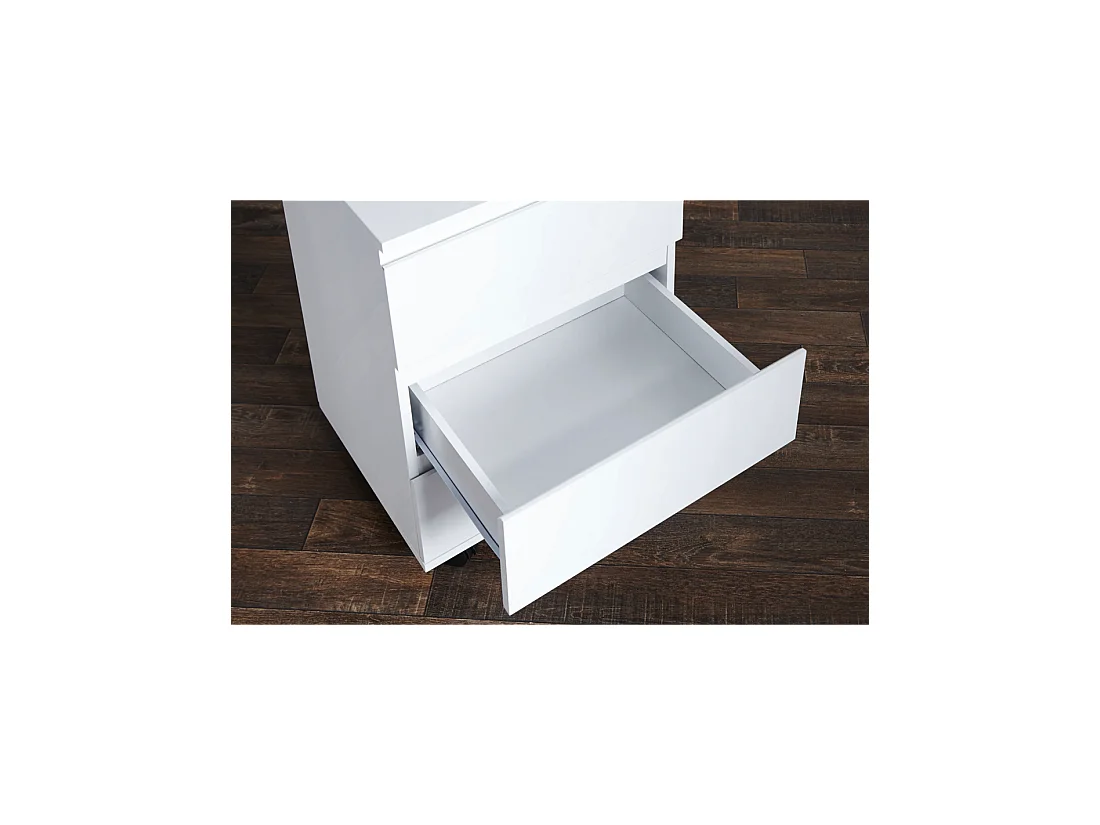 Caisson de bureau SVEA 3 tiroirs sur roulettes – Blanc brillant – 45 x 63 x 40 cm