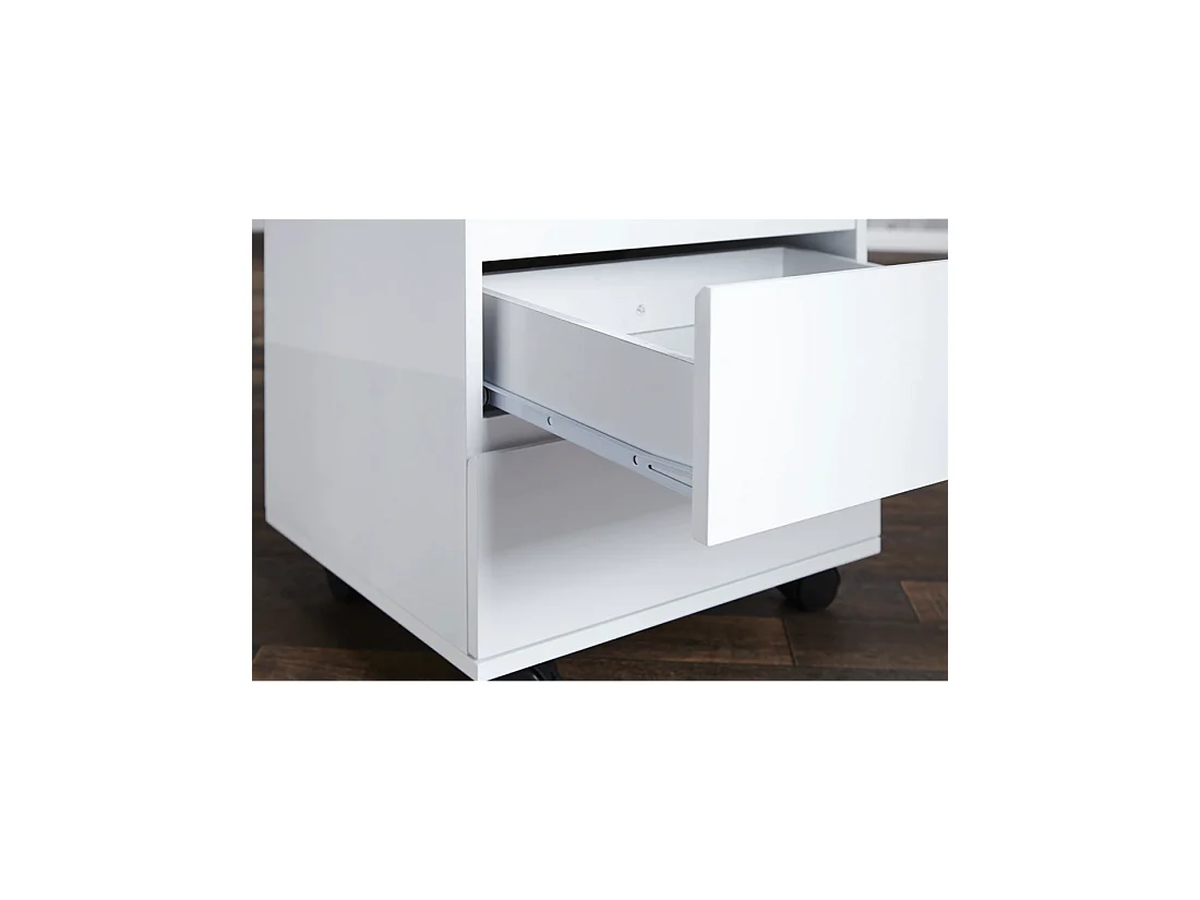 Caisson de bureau SVEA 3 tiroirs sur roulettes – Blanc brillant – 45 x 63 x 40 cm