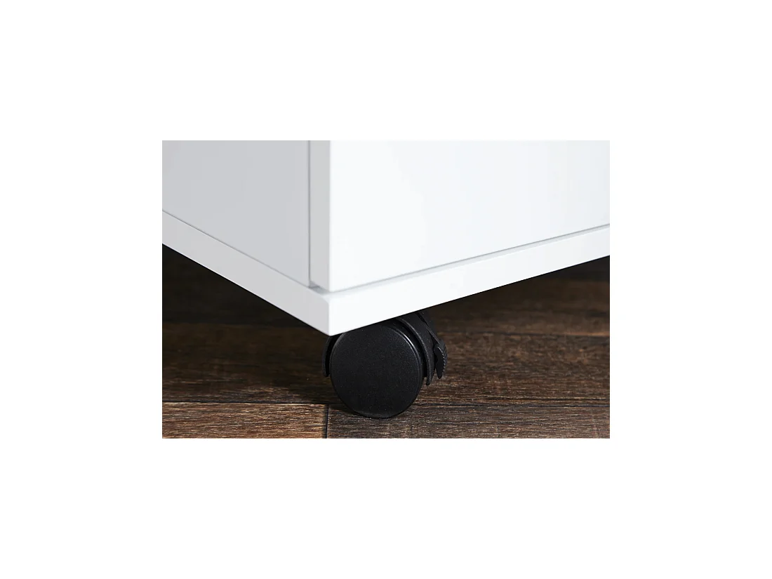 Caisson de bureau SVEA 3 tiroirs sur roulettes – Blanc brillant – 45 x 63 x 40 cm