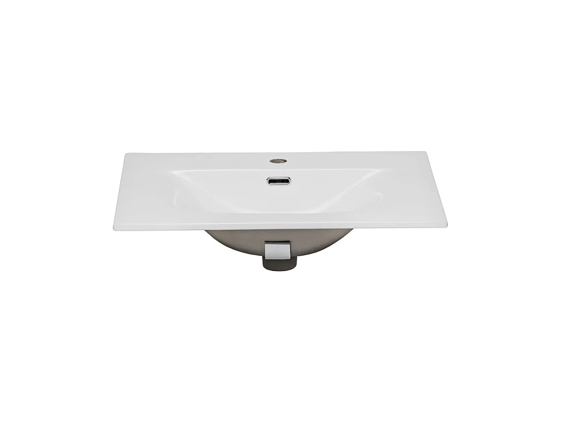 ICON Set weiß: Unterschrank 60cm + Einbauwaschbecken aus weißer Keramik