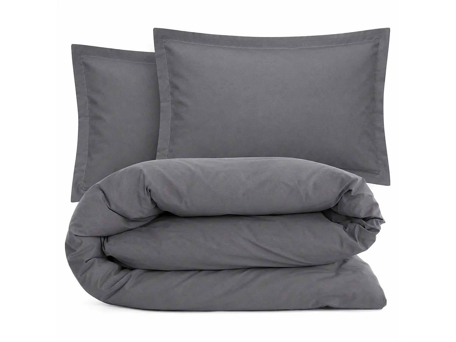 Parure de lit 3 pièces coton uni 57 fils ALTO 260x240 taies 50x70 gris Manhattan