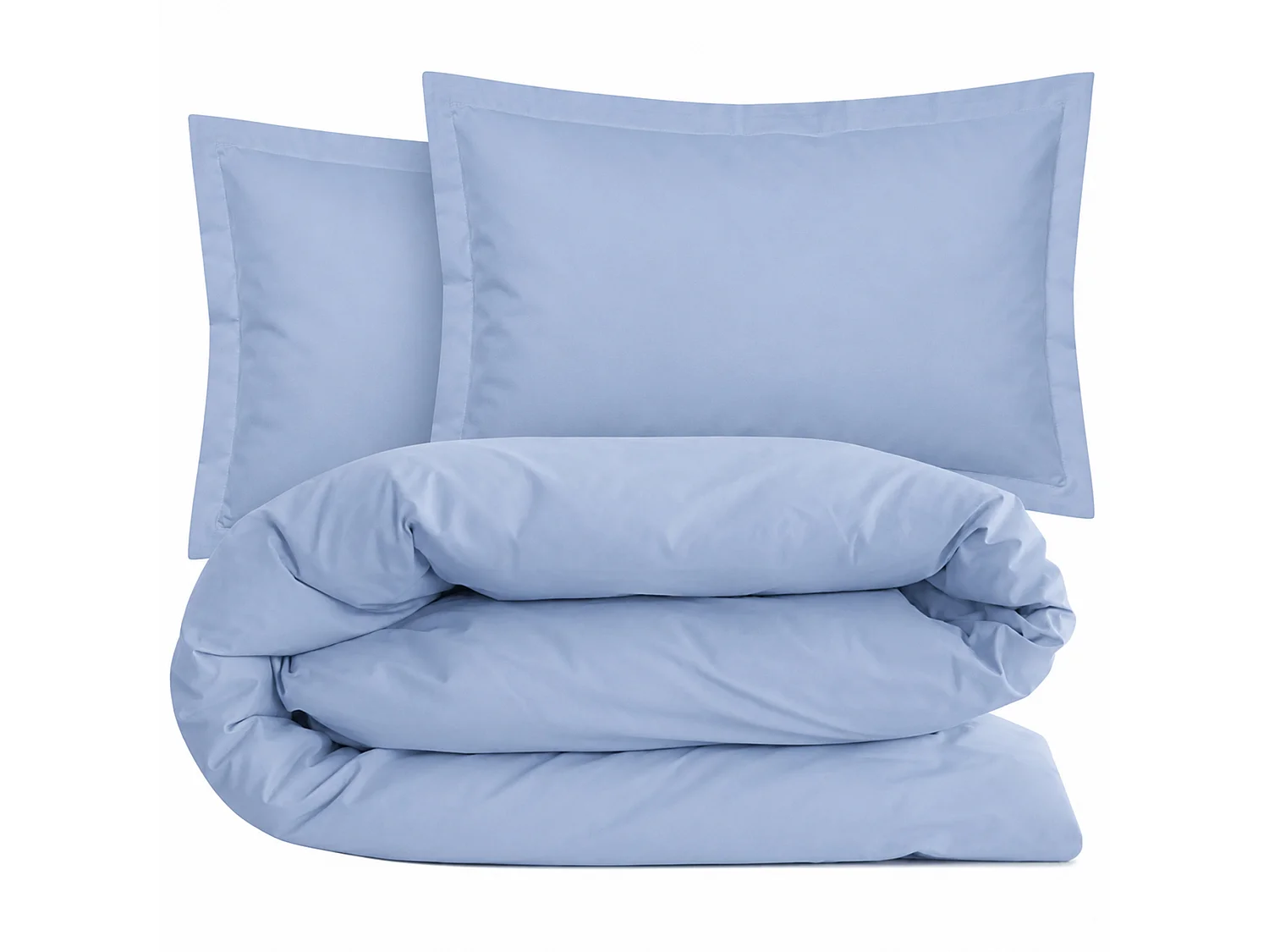 Parure de lit 3 pièces coton uni 57 fils ALTO 260x240 taies 50x70 bleu Belle ile
