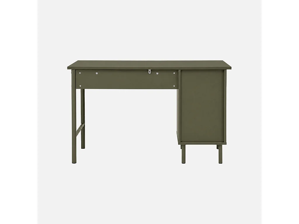 Bureau décor bois et métal 1 tiroir 1 porte kaki - Ellie