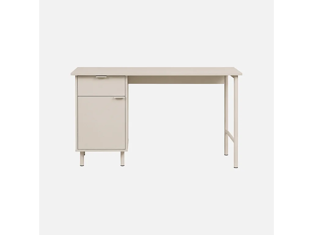 Bureau décor bois et métal 1 tiroir 1 porte beige - Ellie