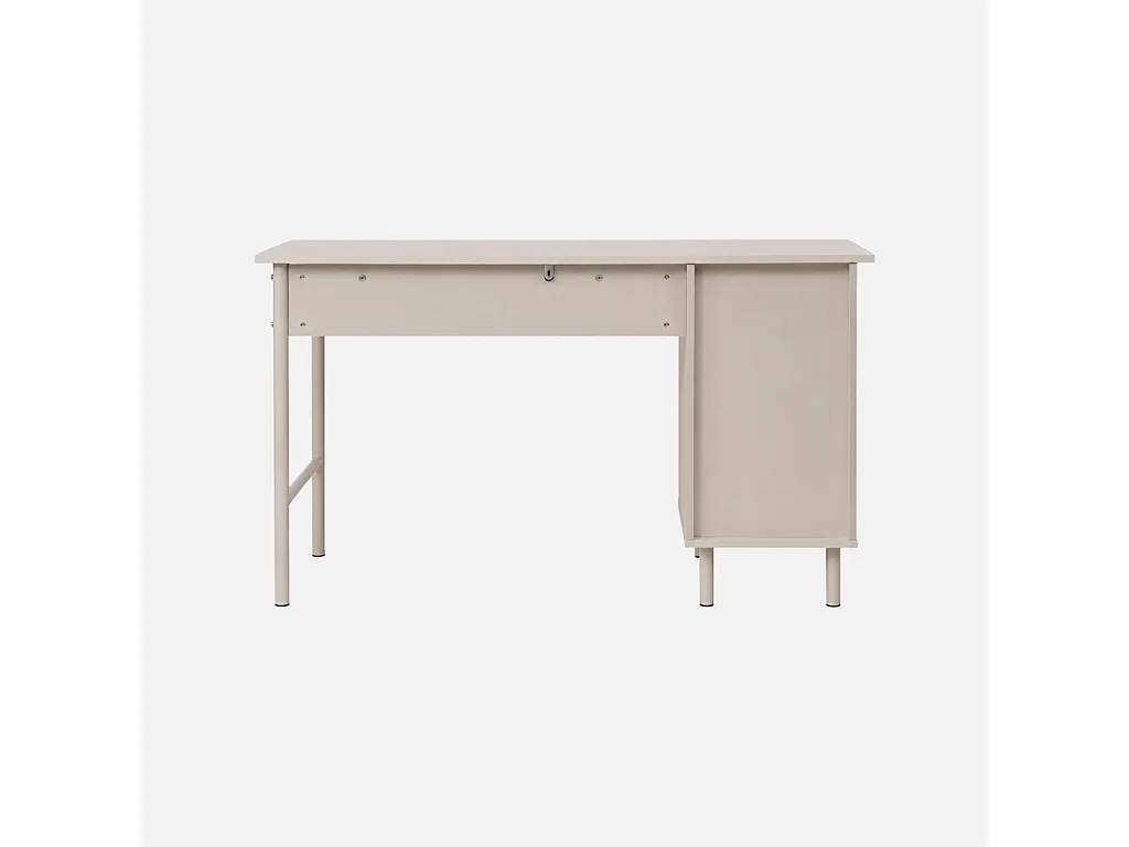 Bureau décor bois et métal 1 tiroir 1 porte beige - Ellie