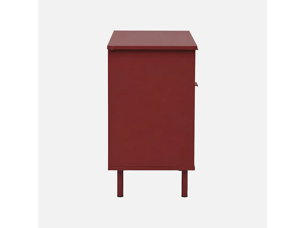 Bureau décor bois et métal 1 tiroir 1 porte bordeaux - Ellie