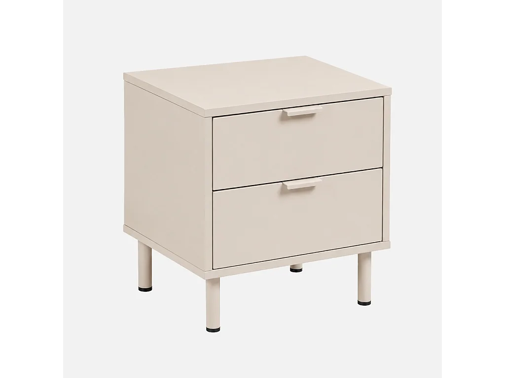 Lot de 2 tables de chevet décor bois et métal 2 tiroirs beige - Ellie