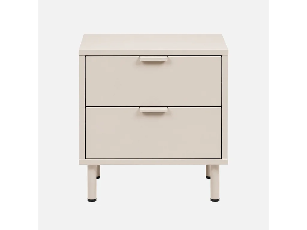 Lot de 2 tables de chevet décor bois et métal 2 tiroirs beige - Ellie